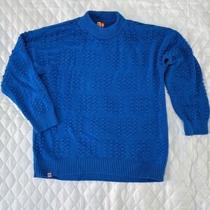 LEGO x Target Bobble Knit Sweater Mens XL Blue Stud Textured Crew Neck Excellent